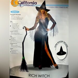 Sexy ✨Witch Women’s M California Costumes, Black, Dress, Hat, Belt Buckle